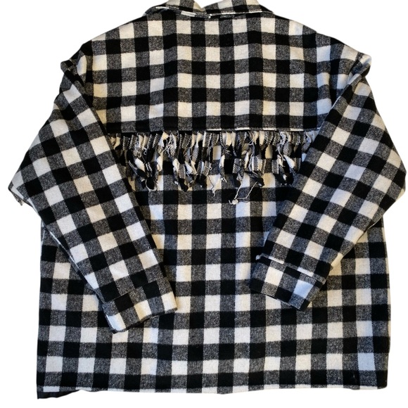Baevely Black and White Checkered Women's Tassel Jacket Size M - Picture 8 of 10